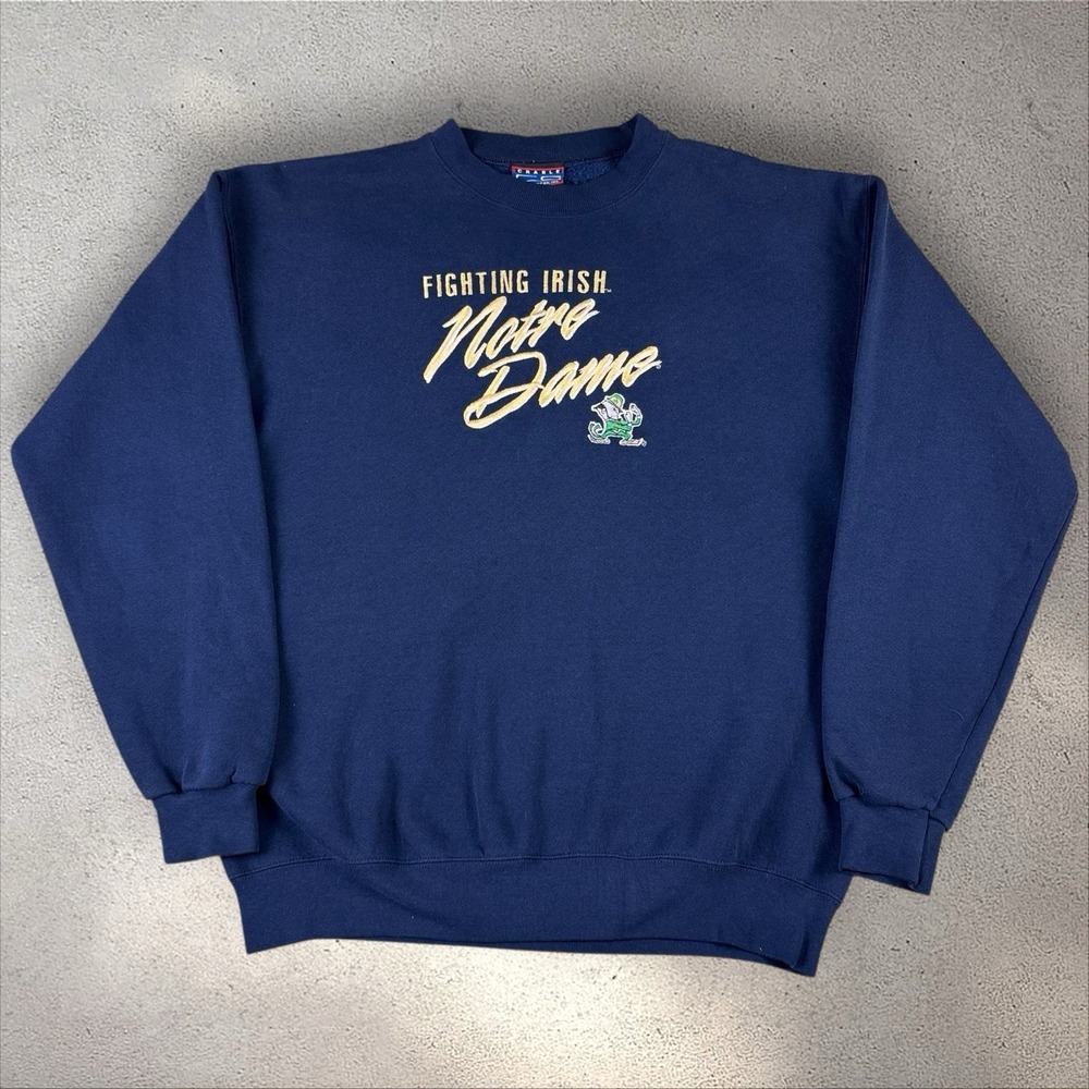 Vintage Notre Dame Fighting Irish Embroidered Sweatshirt Crewneck‎ Sz L